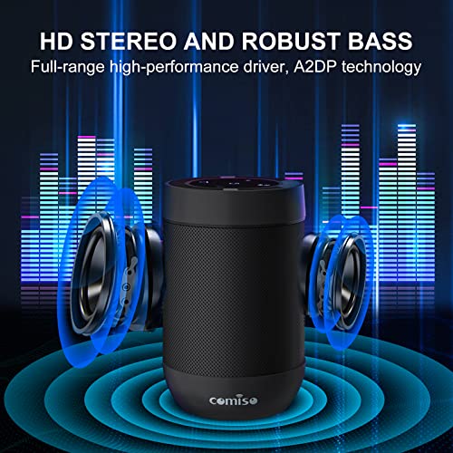Comiso Portable Bluetooth Speaker, Bluetooth Wireless Mini Pocket Speaker, 360 HD Surround Sound & Rich Stereo Bass, 12H Playtime, IPX5 Waterproof for Travel, Outdoors, Home and Party (Black)