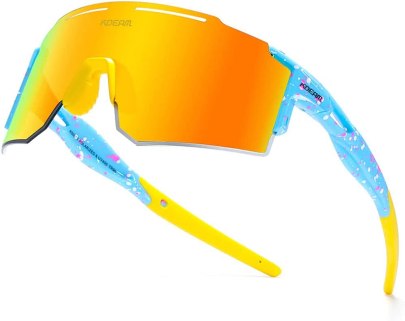 RINKUOLYO Sports Polarized Sunglasses for Men and Women Viper Sunglasses for Cycling Running Driving, M