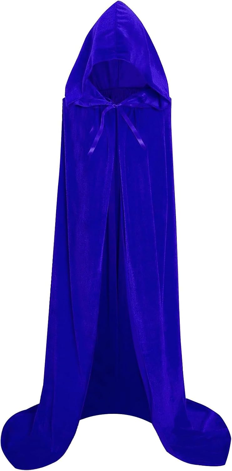 Halloween Costumes for Men Women Kids, Halloween Hooded Cloak Cape With Tattoo Sticker, Halloween Adult Grim Reaper Costume Witch Capes - blue