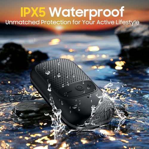 Temdan Wearable Bluetooth Speaker, Clip-On Portable Speaker with Built-in Mics for Hands-Free Music and Calls, Up to 10 Hours Battery Life,Mini Outdoor Waterproof Speaker for Working,Running-Black