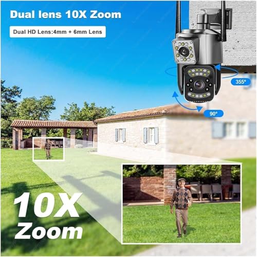Panoramic 1080p Dual Lens Full HD Outdoor PTZ Wi-Fi Camera | Two-Way Audio |Color Light Vision | Alarm | Motion Alert | SD Card Support | 352° Pan & Tilt