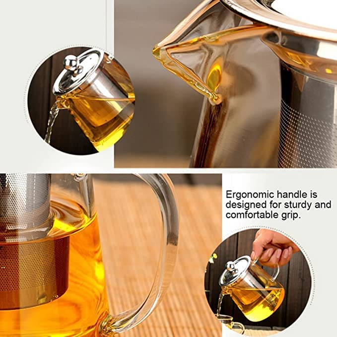 AUTOYSUR Glass Teapot with Infuser Tea Pot 25oz/32oz/43oz Tea Kettle Stovetop Safe Blooming and Loose Leaf Tea Maker Set - 750ml