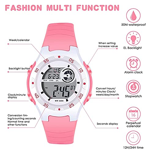 SYOSI Children's Luminous Watch, Kids Digital Sports Watch Boys and Girls Outdoor Waterproof Watch Alarm Stopwatch, Electronic Watch for School Students