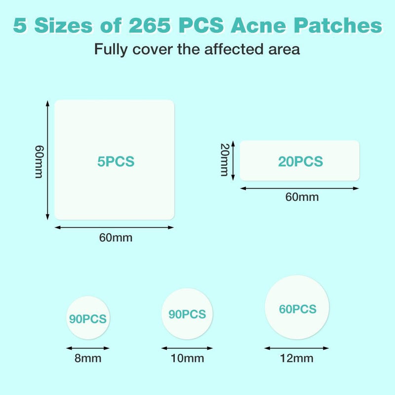 BUTBU 265 Pieces Pimple Pimple Pimple Patches Invisible Pimple Pimple Pimple Patches 2-in-1 with Tea Tree Oil Salicylic Acid Day and Night Waterproof and Breathable Get Rid of Acne Fast