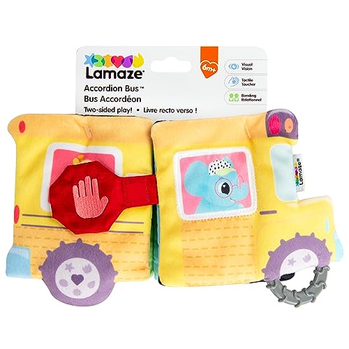 Lamaze Accordion Bus – Pull-Along Vehicle Baby Toy with Musical Squeeze Sounds & Tactile Textures – Ages 9M+