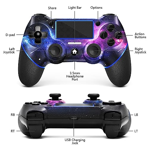AceGamer Wireless Controller for PS4, Game Controller for Ps4 with Double Vibration,Touchpad, Stereo Headphone Jack, Six Axis Motion Control, Compatible with Ps4/Slim/Pro Console (galaxy)