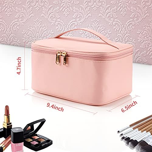 OCHEAL Makeup Bag, Portable Cosmetic Bag, Large Capacity Travel Makeup Case Organizer, Black Makeup Bags For Women Toiletry Bag for Girls Traveling With Handle and Divider