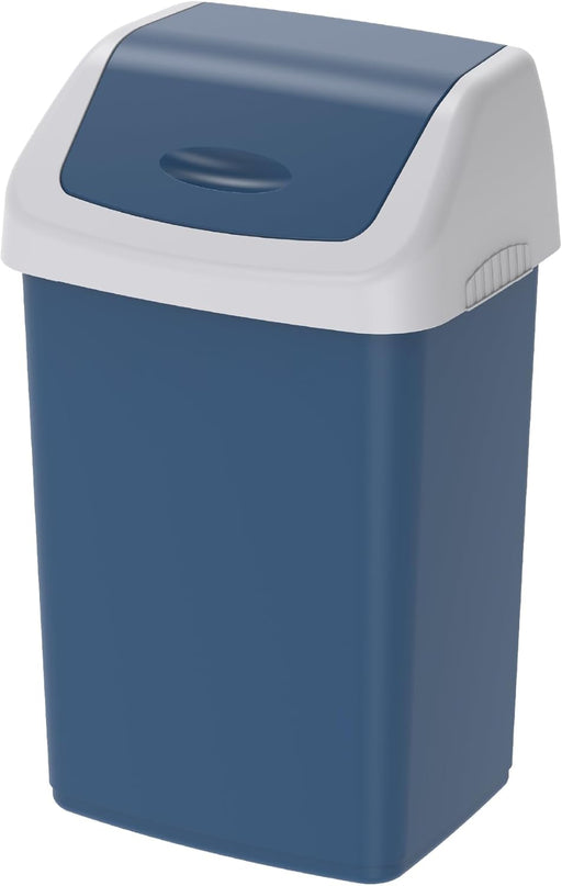 Cosmoplast 20L Flip-Top Waste Bin With Swing Lid, Pearl Grey - 20-Liters Pearl Blue