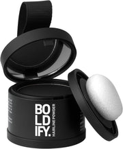 BOLDIFY Hairline Powder, Instantly Conceals Hair Loss and Fills In Receding Hairlines, and Wide Parts, Stain-Proof 48 Hour Formula for Hair & Beard, Root Concealer & Gray Hair Coverage (Medium Brown) - Black
