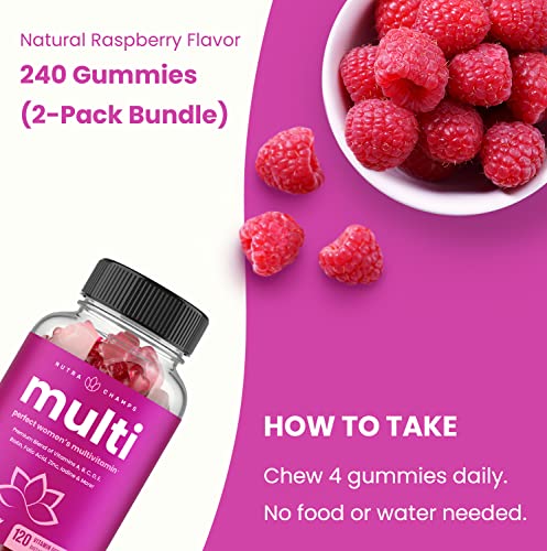 Women's Multivitamin Gummies | Vitamins A, B, C, D, E, Biotin, Folic Acid, Daily Multivitamin for Women, Berry | Chewable Women's Gummy Multivitamins | Bones, Brain, Heart, Immune & Energy Supplement