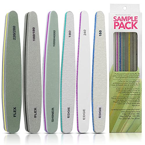 MOLANLY REGO Nail File and Buffer, Professional Double Sided Nail Buffer Block Emery Board for Nature Acrylic Nails, Manicure Pedicure Tool and Nail Buffing Files 6pcs set