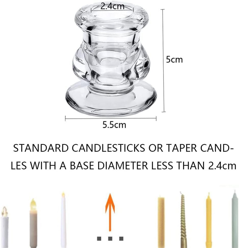 Angju Candlestick Holders Bulk - 4PCS Taper Candle Holders for Table Centerpiece - Thick Glass Candle Holders for Wedding, Party and Festival Decoration