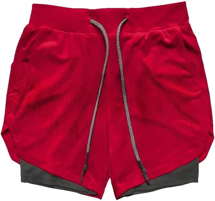 VITION Gym Shorts for Men, Men's Activewear Running Shorts,Drawstring Gym Shorts Men, 2 Layer Loose Athletic Shorts with 4 Pockets
