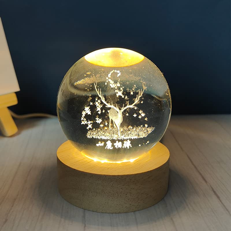 Engraved crystal ball night light creative bthday gift for gls, boys, glfriends, friends, classmates, and classmates Moon - Night Light USB Night Light Ornament YUSASHOP