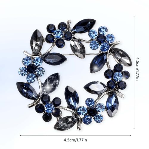 Flower Brooches for Women, Wreath Brooch Pin Rhinestone Brooch Pins Rose Flower Brooches Rose Floral Vintage Brooch Crystal Flower Brooches Pins for Women Girls Coats, Shawls, Wedding, Party, Proms
