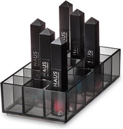 Idesign 3-Drawer MakEUp Box From The Signature Series By Sarah Tanno, Wide Rpet MakEUp Organiser Storage, MakEUp Storage, Smoke/Matte Black - Lipstick Organizer