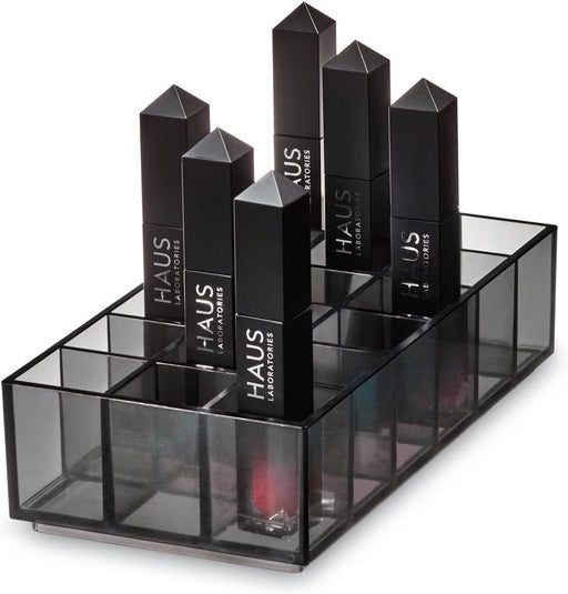 Idesign 3-Drawer MakEUp Box From The Signature Series By Sarah Tanno, Wide Rpet MakEUp Organiser Storage, MakEUp Storage, Smoke/Matte Black - Lipstick Organizer