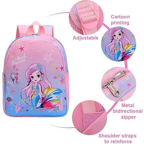 CURTEK Mermaids Backpack for Girls, Kindergarten BookBag Princess School Shoulder Bag for Travel Daypack Kids School Bag