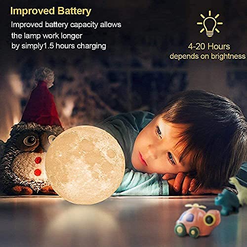 Moon Lamp 7.9 inch 16 LED Colors, NSL Lighting Night Light 3D Printed Moon Light with Stand & Remote/Touch Control and USB Rechargeable, Moon Night Lihgt for Kids Girlfriend Wife Lover Birthday Gifts