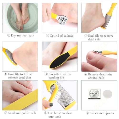 Professional Pedicure Foot Spa Set,10 in 1 Pedicure Set for Feet,Stainless Steel Foot Care Kit, Foot Rasp Dead Skin Remover Foot Pedicure Kit,Foot File Kit Foot Callus Remover (Black)