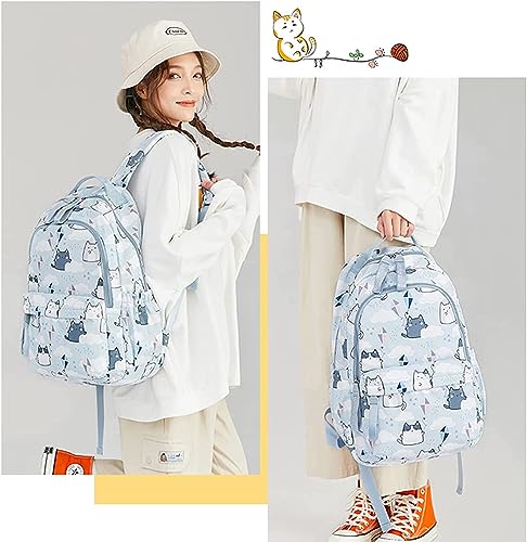 Cute Cat School Backpack, Teens Elementary School Bookbags, Laptop Bag Casual Travel Daypack
