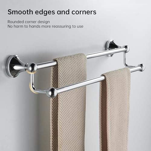 BRIMIX Bath Towel Rack Wall Mounted Towel Bar Bathroom Hardware Accessories Towel Holder (Double)
