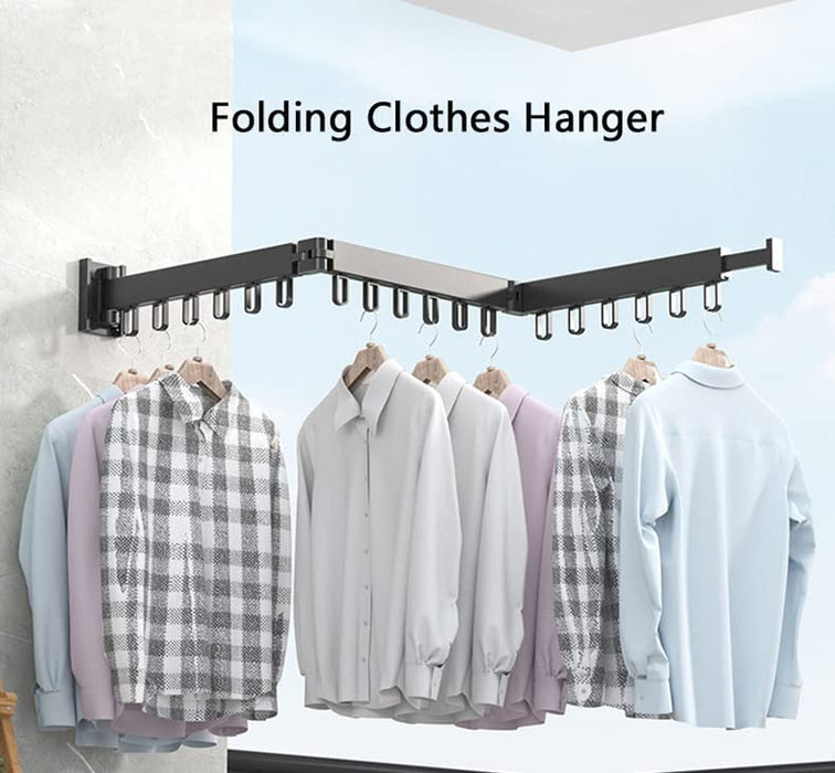 SKYISOK Foldable Clothes Hanger Wall Mount Retractable Cloth Drying Rack Indoor Outdoor Aluminum Home Laundry Clothesline Space Saving