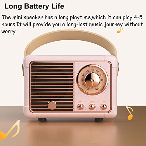 Baolira Retro Bluetooth Speaker, Portable Wireless Speaker with Crystal Clear Stereo Sound Rich Bass, Best Birthday Gifts Ideas for Women Teenage (Pink)