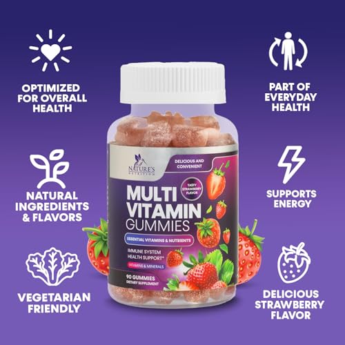 Multivitamin Gummies for Adults, Daily Gummy Vitamin for Women & Men, Immune Support Gummy Multivitamins Supplement, Adult Multi Vit Vitamin with Vitamins A, C, D, E, B-6, B-12, Zinc - 90 Gummies