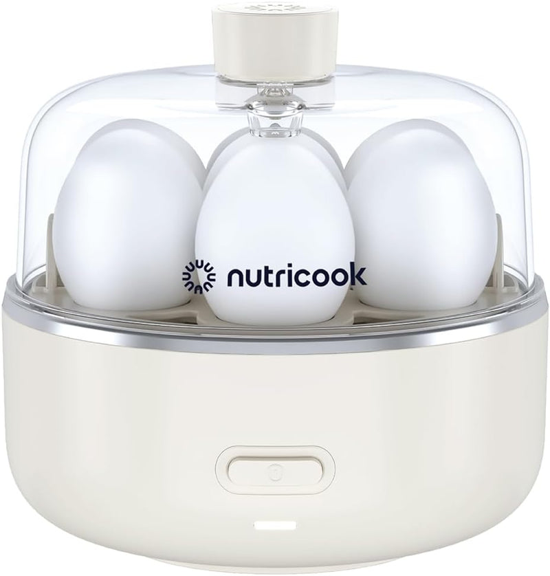 NutriCook Rapid Egg Cooker: 7 Egg Capacity Electric Egg Cooker for Boiled Eggs, Poached Eggs, Scrambled Eggs, or Omelettes with Auto Shut Off Feature - Silver