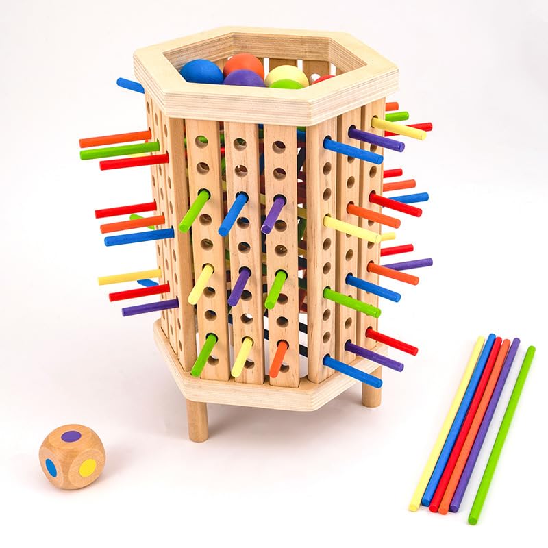 SLEEPHEAD®Wooden Board Games for Kids 4-6-8-12,42 Colorful Stick Math Educational Toys for 3 4 5 6 Year Olds, Classic Fun Dice Games for Family Game Night for 2-6 Players Gift
