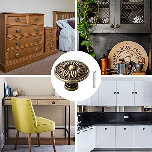NC 8 Pcs Antique Bronzy Cabinet Knobs,Vintage Cabinet Handles Cupboard Handles Retro Bronze Drawer Pull Knobs, Pull Handle for Cupboard Wardrobe Furniture Hardware, 30mm Diameter