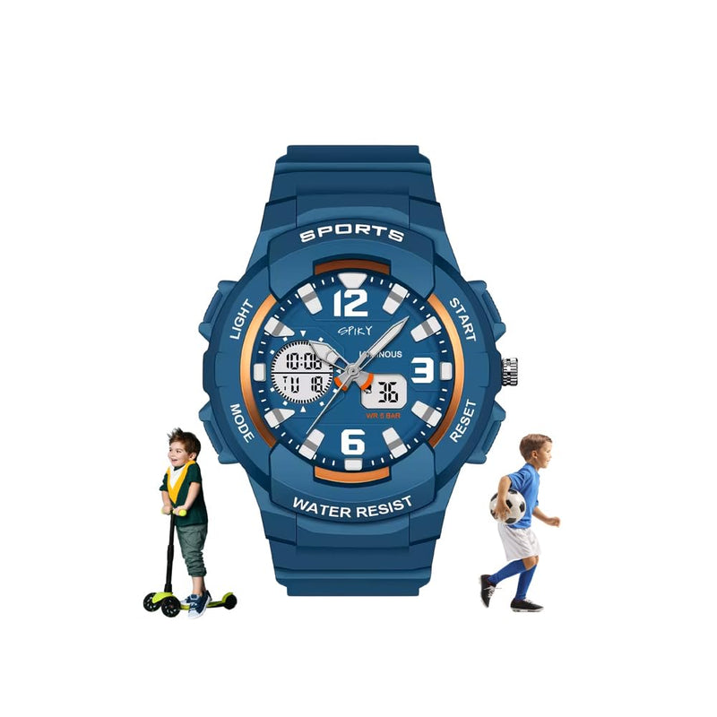SPIKY Analog Digital Sports Watch for Kids | Multifunctional, Dual Time & Luminous Display | Water-Resistant & Silicone Strap | Best Birthday Gift Wrist Watches for Girls & Boys | Age 2-14 yrs
