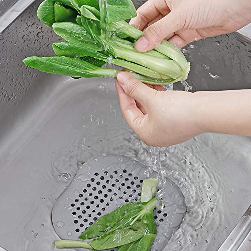SENHAI 4 Pcs Silicone Drain Protector with Sucker, SENHAI Sink Strainer Shower Hair Catcher Bathtub Drain Cover for Kitchen Bathroom - White,Grey