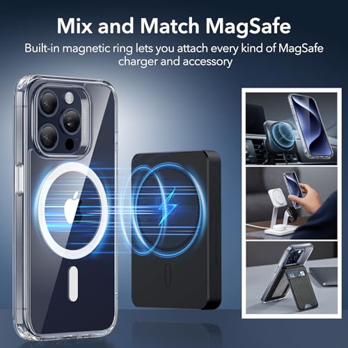 ESR for iPhone 15 Pro Max Case, Compatible with MagSafe, Military-Grade Protection, Yellowing Resistant, Scratch-Resistant Back, Magnetic Phone Cover for iPhone 15 Pro Max, Classic Series, Clear