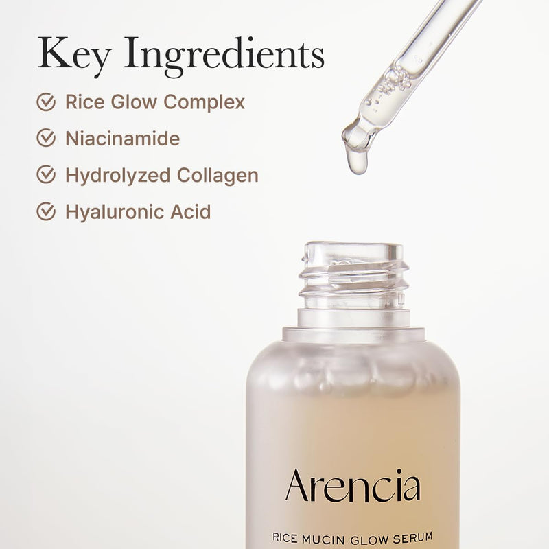 Rice Mucin Glow Serum, Collagen + Hyaluronic Acid & Niacinamide, 1.01 fl oz