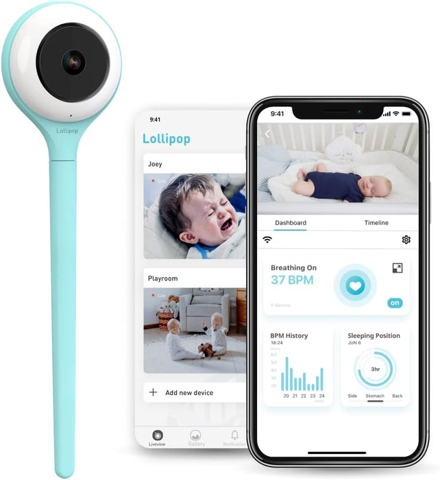 Lollipop Wall Mount HD WiFi Video Monitor with 2 Supports Cameras (Turquoise)