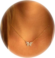 14K Gold Heart Pendant Necklace for Women Dainty Star Necklace Tiny Evil Eye Choker Necklace Boho Crescent Moon Necklace Minimalist Jewelry - CZ Butterfly-Gold