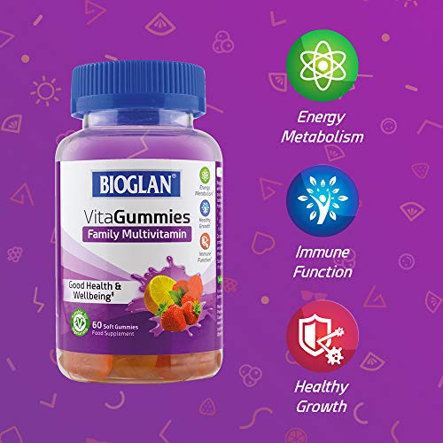 Bioglan Vitagummies | Family Multivitamin Supplement | Vegetarian Friendly | 3 delicious flavours | 60 Chewy Gummies