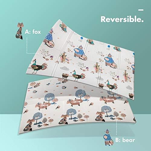 UANLAUO Foldable Baby Play Mat, Extra Large Waterproof Activity Playmats for Babies,Toddlers, Infants, Play & Tummy Time, Foam Baby Mat for Floor with Travel Bag, Indoor Outdoor Use (71" x 79")