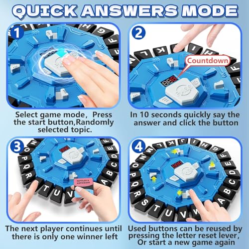 Word Game， Word Game Family Board Game with Digital Display Timer and 2 Categories Modes Fun Fast-Paced 24-Letter Game for Learning Party Interactive (Blue)