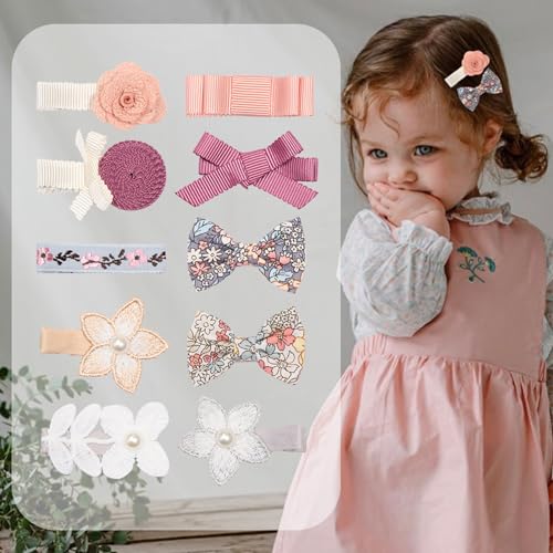 Tazweeq 10Pcs Flower Girls Hair Clip Accessories, Bow Kids Hair Clips Strip Hair Clips, Perfect for Little Princess Dress Up or Daily Wear