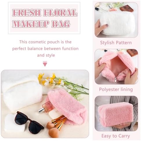 ZLFSRQ 3Pcs Checkered Makeup Bag for Women Large Cosmetic Bag Set Travel Toiletry Bag Makeup Pouch Bag for Purse Pink Zipper Storage Bag Organizer Cute Small Aesthetic Girls Car Essentials Bag