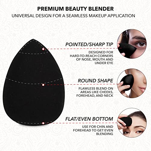 ForPro Professional Collection Expert Beauty Sponge Blender, Premium Makeup Sponge, Latex-Free, 100% Vegan & Cruelty-Free, Black