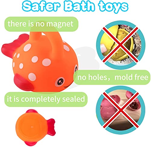 Mumoo Bear Baby Bath Toys, Mold Free Fishing Toys Set With Wind Up Bath Toys For Fishing Game For Babies 14 Months At Bathtub, Pool, 8 Shower Toys Set