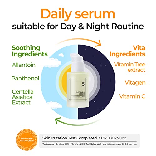 numbuzin No.5 Serum | Goodbye Blemish Serum | Solution for Blemisheds, Dark Spots, Acne Scars with Vitamin C, Niacinamide, Antioxidant | Lightweight Gel, Korean Skin Care for Face | 50ml
