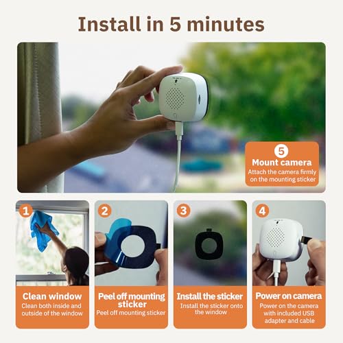 3MP 2K Window Camera, 2.4GHz 5GHz WiFi Cameras for Home Security with ChroMax Al Color Night Vision, Person and Motion Detection, 24/7 Recording, Easy Installation and