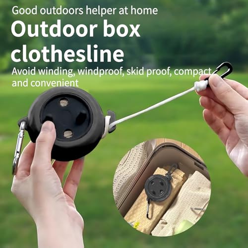 Portable Travel Clothesline Cord, Adjustable 33ft Camping Clothes line, Laundry Drying Rope for Hotel Trip,Camping,Backyard,Outdoor/Indoor, Black