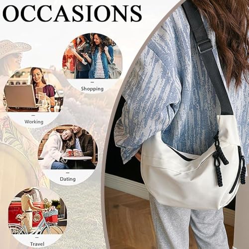 TERRIFI Crossbody Sling Bag, Mobile Phone Shoulder Messenger Bag for Men Women, Casual Across Body Backpack for Travel Cycling Hiking (White)