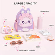 Cute Kids Backpack Toddler Backpack Bag Schoolbag Animal 3D Cartoon Animal for Baby Girl Boy 2-8 Years Small Kids Daypack (Pink Flowers Bunny)